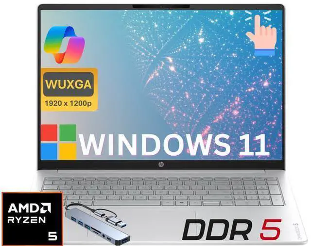Main image of HP 16 Business AI PC Laptop 16" FHD+ Touch Display,AMD Ryzen5 40 Up to 4.3GHz 4 Core, 8GB DDR5, 256GB SSD, Wi-Fi ,Windows 11 Home/ Hub