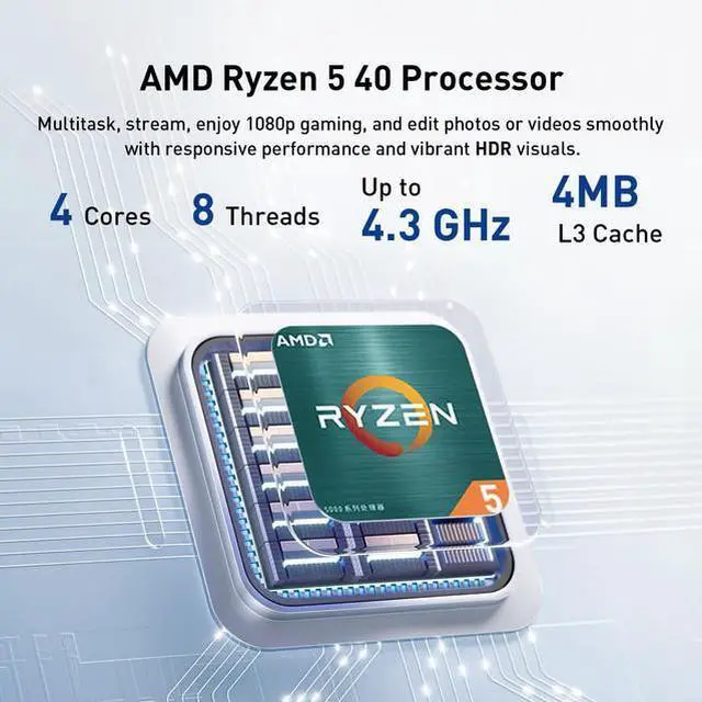Alt view image 2 of 7 - HP OmniBook3 16 AI PC Laptop 16" FHD+ Touchscreen AMD Ryzen 5 40 (Up to 4.3GHz 4 Core), 8GB DDR5, 512GB SSD,AMD Radeon 610M, Lifetime Office, Windows 11 Home/ HUB
