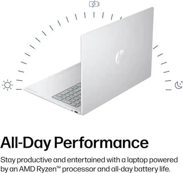 Alt view image 5 of 7 - HP OmniBook3 16 AI PC Laptop 16" FHD+ Touchscreen AMD Ryzen 5 40 (Up to 4.3GHz 4 Core), 8GB DDR5, 512GB SSD,AMD Radeon 610M, Lifetime Office, Windows 11 Home/ HUB