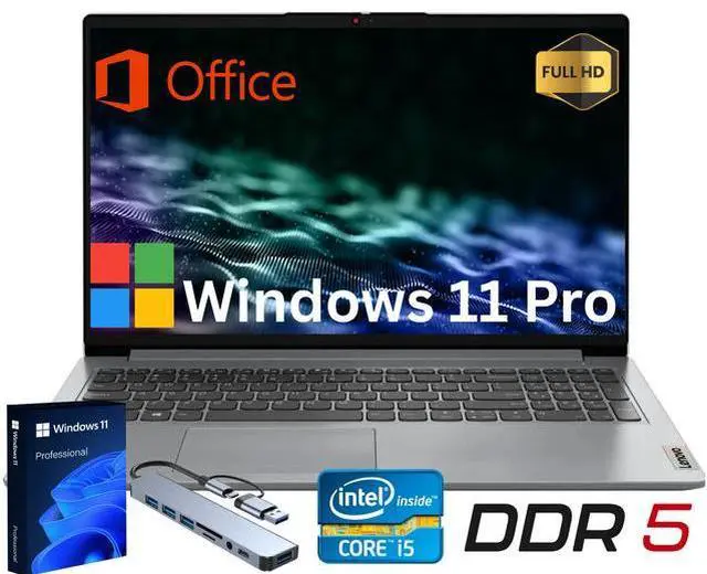 Main image of Lenovo Ideapad Slim 3i 15.6" Full HD Business&Home Laptop, 13th Intel Core i5-1335U Upto 4.6GHz, 16GB DDR5 RAM, 1TB PCle SSD, Windows 11 Pro, Lifetime Microsoft Office License, Grey/HUB