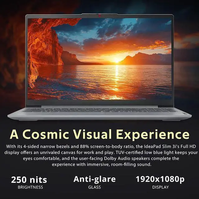 Alt view image 4 of 6 - Lenovo Ideapad Slim 3i 15.6" Full HD Business&Home Laptop, 13th Intel Core i5-1335U Upto 4.6GHz, 12GB DDR5 RAM, 256GB PCle SSD, Windows 11 Pro, Lifetime Microsoft Office License, Grey/Flash Drive