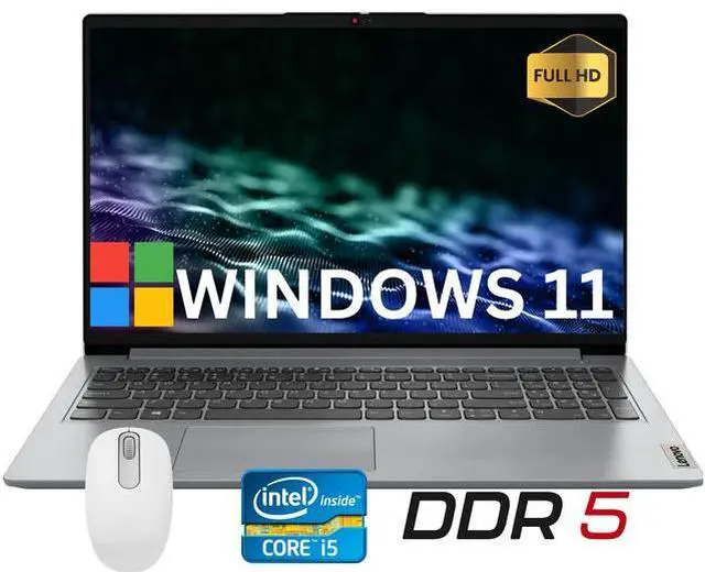 Main image of Lenovo Ideapad Slim 3i 15.6" Full HD Business&Home Laptop, 13th Intel Core i5-1335U Upto 4.6GHz, 12GB DDR5 RAM, 1TB PCle SSD, Windows 11 Home, Grey/Mouse