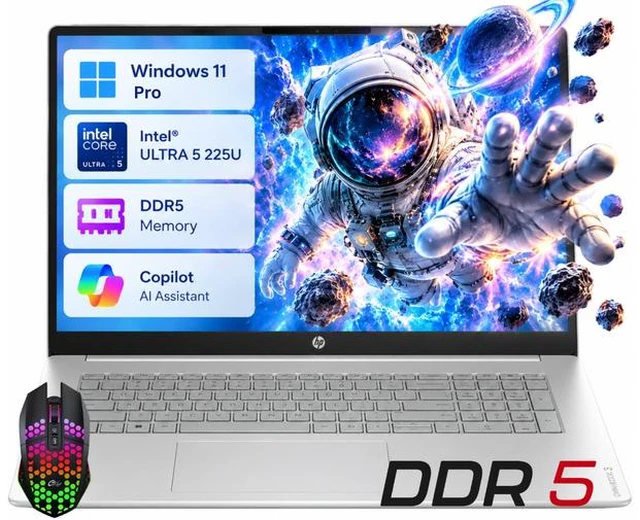 Main image of HP OmniBook3 17 AI PC Laptop 17.3" FHD IPS Display Intel Ultra 5 225U (Beats i5-1334U) Up to 4.8GHz 12 Core, 16GB DDR5, 512GB SSD, Wi-Fi 7 Windows 11 Pro/ LED Mouse