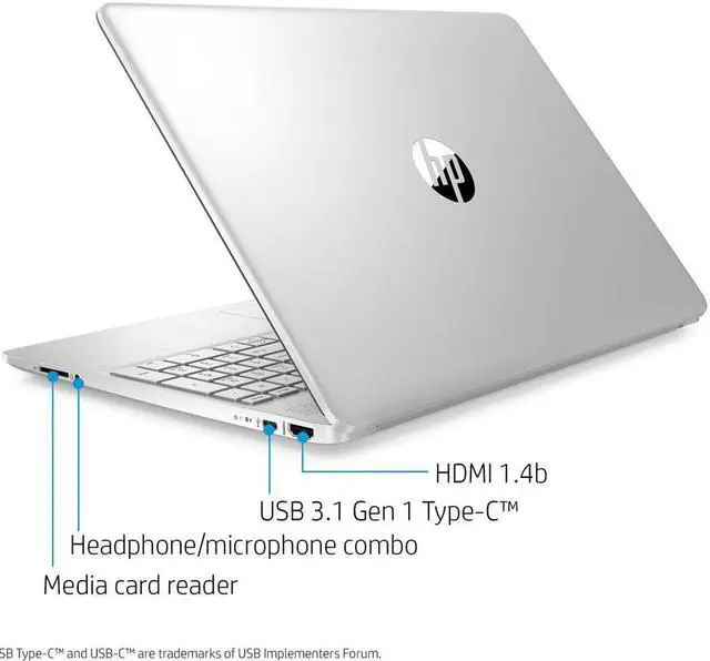 Alt view image 4 of 6 - HP 15 Notebook, 15.6" HD  Display, Intel Core i3-1005G1 Upto 3.4GHz, 8GB RAM, 128GB SSD, HDMI, Card Reader, Wi-Fi, Bluetooth, Windows 10 Pro S model