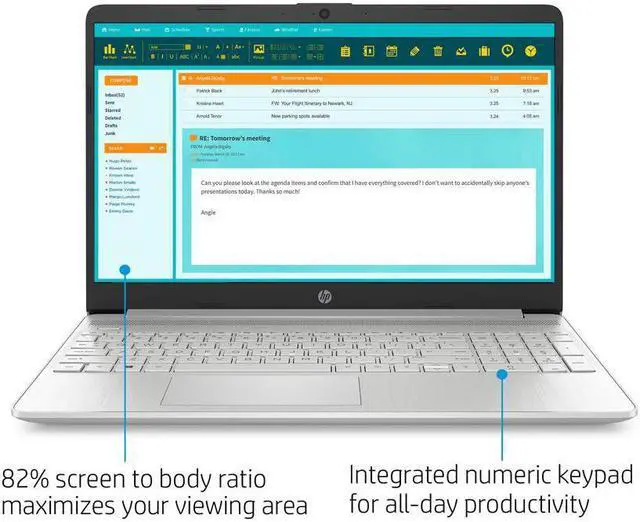 Alt view image 3 of 6 - HP 15 Notebook, 15.6" HD  Display, Intel Core i3-1005G1 Upto 3.4GHz, 8GB RAM, 128GB SSD, HDMI, Card Reader, Wi-Fi, Bluetooth, Windows 10 Pro S model