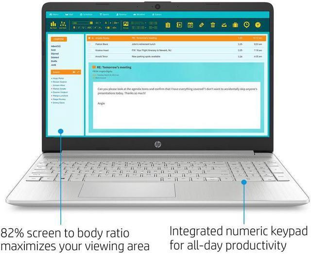 Alt view image 3 of 6 - HP 15 Notebook, 15.6" HD  Display, Intel Core i3-1005G1 Upto 3.4GHz, 8GB RAM, 256GB SSD, HDMI, Card Reader, Wi-Fi, Bluetooth, Windows 10 Pro
