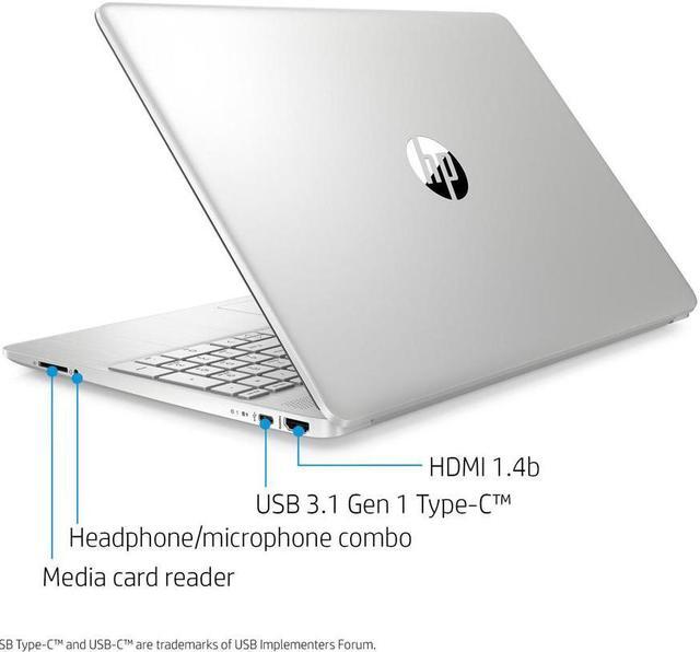 Alt view image 6 of 6 - HP 15 Notebook, 15.6" HD  Display, Intel Core i3-1005G1 Upto 3.4GHz, 8GB RAM, 256GB SSD, HDMI, Card Reader, Wi-Fi, Bluetooth, Windows 10 Pro