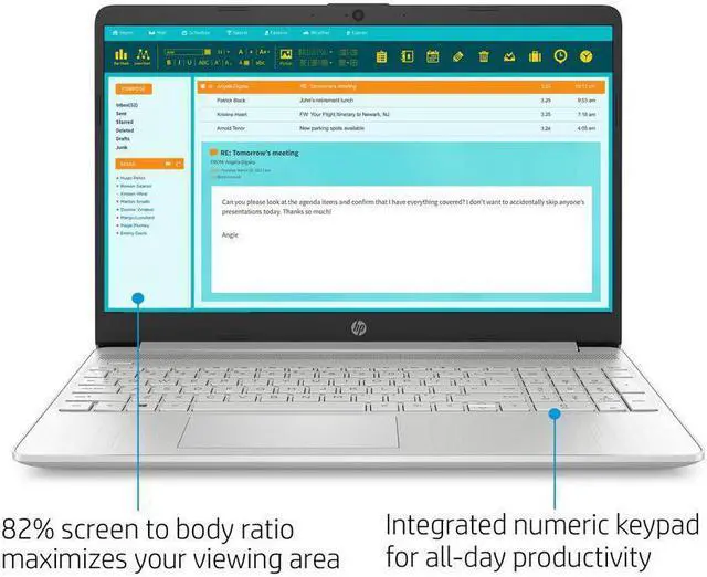 Alt view image 3 of 6 - NEW HP Notebook 15.6" HD Intel i3-1005G1 (up to 3.4GHz) 256GB SSD 8GB RAM Webcam+Mic Windows 10 S model