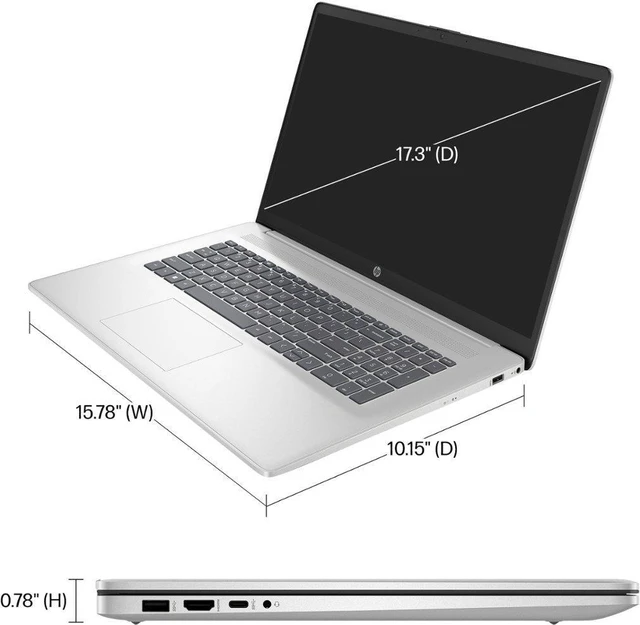 Alt view image 5 of 6 - HP 17.3" FHD(1920x1080) Laptop,Intel Core i3-1215U,Intel UHD Graphics,32GB RAM,2 TB SSD,Windows 11 Pro,Natural Silver