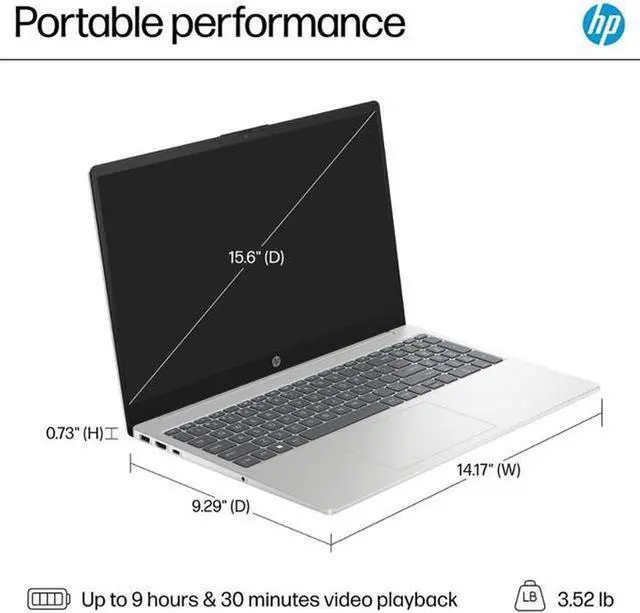 Alt view image 3 of 6 - HP 15 Home & Business Laptop Full HD (1920 x1080) Intel i5-1235U 10-Core,32GB RAM,256GB SSD,Up to 4.4 GHZ, 15",Wifi, Bluetooth, Webcam, Silver, Windows 11 Pro Office 365/XTREDURA FLASH DRIVE