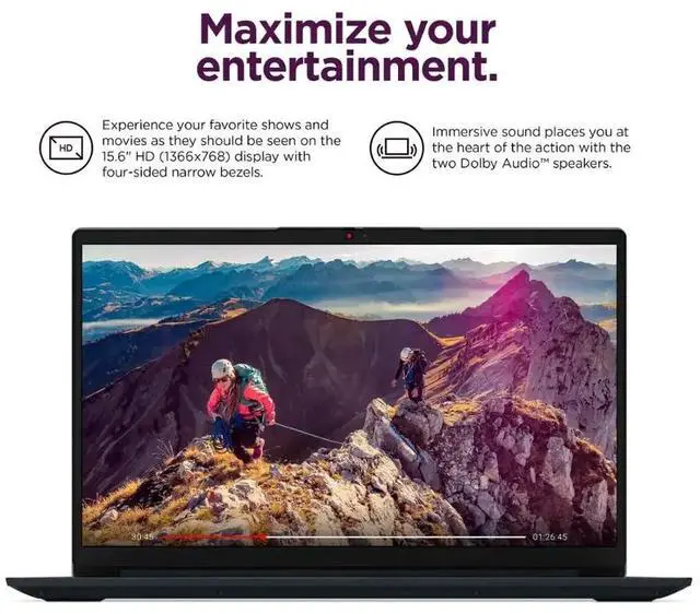 Alt view image 5 of 7 - Lenovo IdeaPad 1 Student Laptop, 15.6" HD Display, Intel Celeron N4500 Upto 2.8GHz, 8GB RAM, 256 Storage(128GB SSD+128GB eMMC), 1 Year Office 365,Windows 11 Home