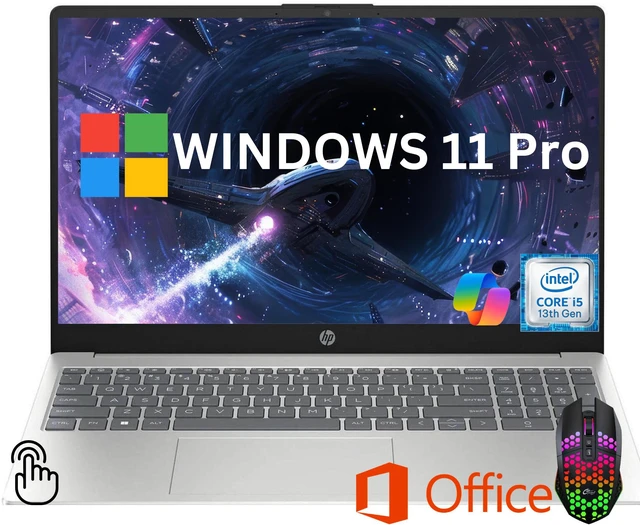 Main image of HP 15.6" FHD Touchscreen Business&Home Laptop, 13th Intel Core i5-1334U Upto 4.6GHz, 8GB RAM, 2 TB PCle SSD Microsoft Office,Windows 11 Pro/ Mouse