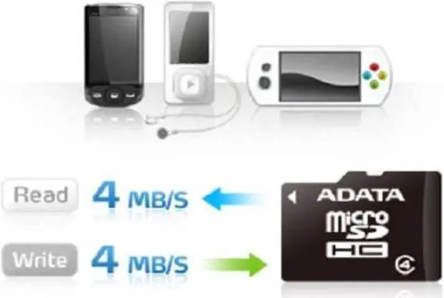 Alt view image 3 of 3 - ADATA AUSDH32GCL4-RA1 MicroSDHC 32GB Class 4 + SD Adapter, Black
