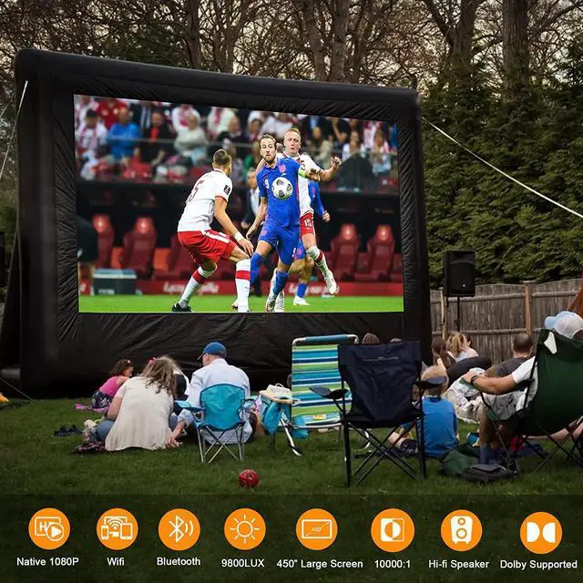 Alt view image 7 of 7 - Outdoor Projector, Portable Projector with WiFi and Bluetooth 9800 Lumen 4K Projector ±50° 4P/4D Keystone Support 4K&Zoom, Home Theater Video Projector Support 4K, HDMI, USB, VGA, PC, TV Box, iOS