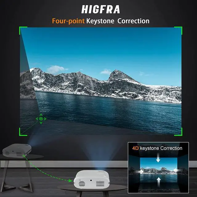 Alt view image 5 of 7 - Outdoor Projector, Portable Projector with WiFi and Bluetooth 9800 Lumen 4K Projector ±50° 4P/4D Keystone Support 4K&Zoom, Home Theater Video Projector Support 4K, HDMI, USB, VGA, PC, TV Box, iOS