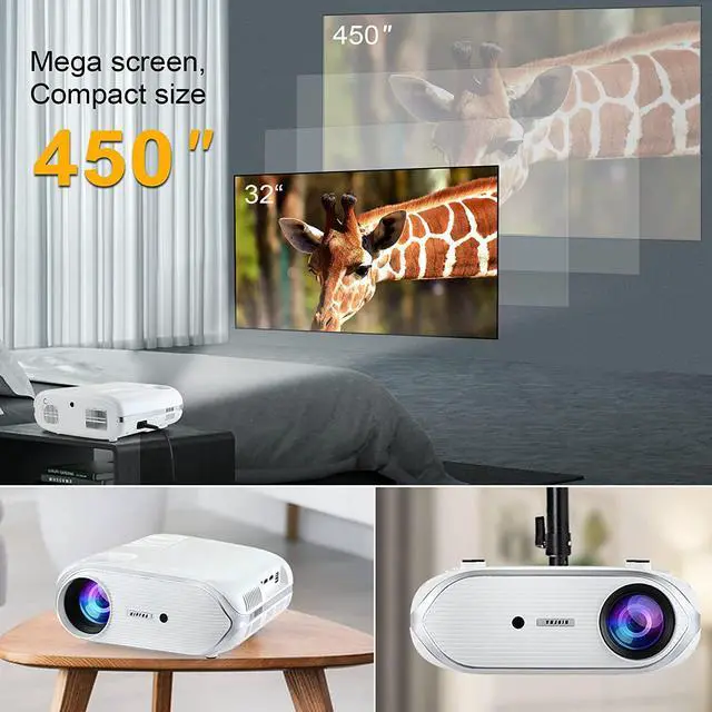 Alt view image 4 of 7 - Outdoor Projector, Portable Projector with WiFi and Bluetooth 9800 Lumen 4K Projector ±50° 4P/4D Keystone Support 4K&Zoom, Home Theater Video Projector Support 4K, HDMI, USB, VGA, PC, TV Box, iOS