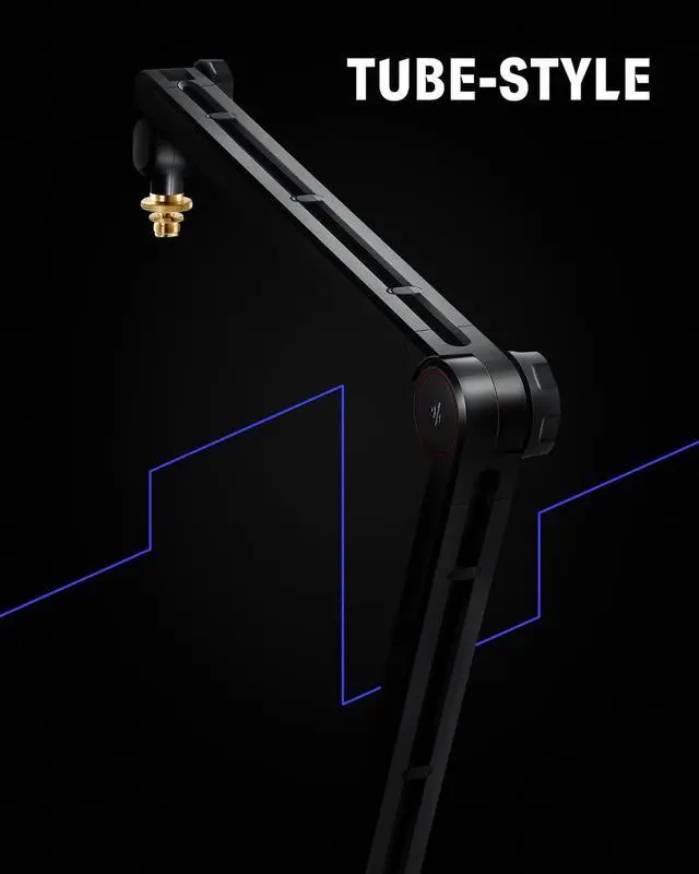 Alt view image 3 of 6 - Donner Boom Arm, Mic Stand Adjustable Tube Style Suspension Scissor, Heavy Duty Microphone Arm with Desk Clamp, 3/8'' to 5/8'' Screw Adapter for Live Streaming, Radio, Podcasting, Gaming-MS 1