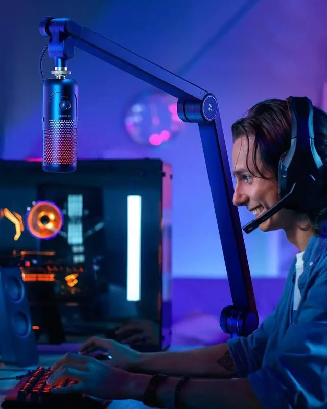 Alt view image 5 of 6 - Donner Boom Arm, Mic Stand Adjustable Tube Style Suspension Scissor, Heavy Duty Microphone Arm with Desk Clamp, 3/8'' to 5/8'' Screw Adapter for Live Streaming, Radio, Podcasting, Gaming-MS 1