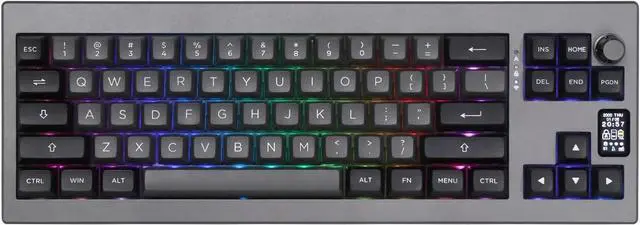 Main image of EPOMAKER Shadow-X Gasket Mechanical Keyboard, Hot Swappable 2.4ghz/Bluetooth/USB-C Wired Wireless Gaming Keyboard, with Screen, 3000mAh Battery, Poron Foam, Silicon Pad, NKRO, RGB for Gaming/Office
