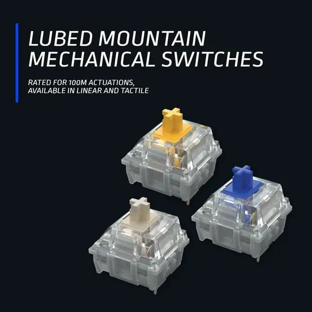 Alt view image 3 of 7 - Mountain Everest 60 RGB Gaming Keyboard - 60% with Arrow Keys, lubed switches, Sophisticated Sound dampening and 5-pin hot-swap (Linear 45 Speed Keyboard + Numpad, Wulfenite A)