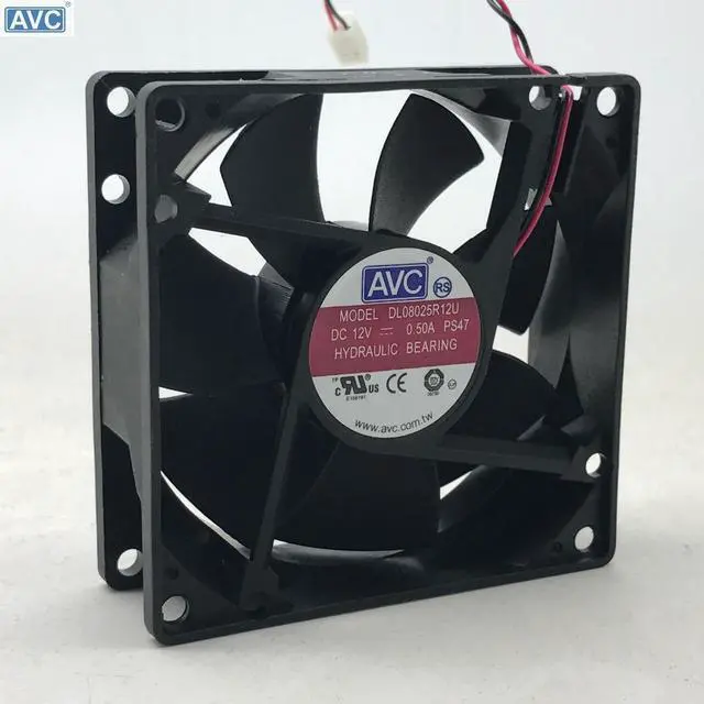 Main image of AVC 8025 80mm x 80mm x 25mm DL08025R12U Hydraulic Bearing Cooler Cooling Fan 12V 0.50A 2Wire 2Pin Connector