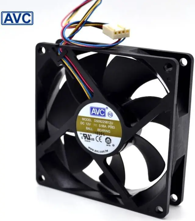 Alt view image 2 of 5 - AVC 9025 9225 DS09225B12U 4-wire double ball temperature control PWM fan