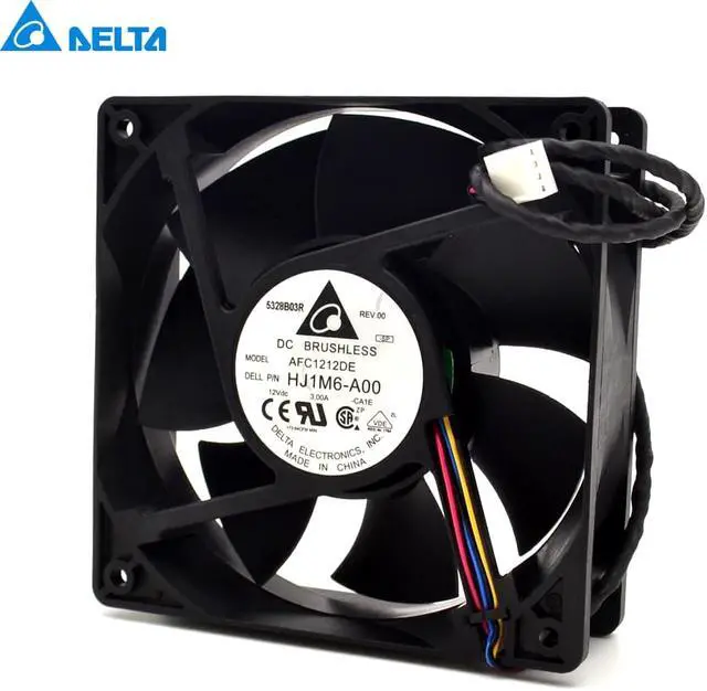Alt view image 4 of 6 - Delta 3 12CM 120x120x38mm 12038 AFC1212DE HJ1M6-AOO super large volume support PWM 4-wire violence fan with thermostat