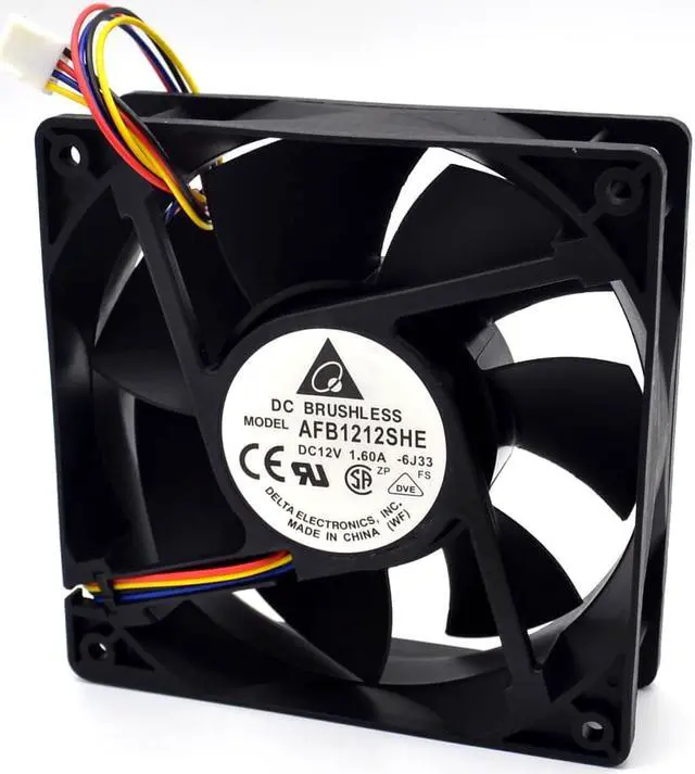 Alt view image 3 of 6 - AFB1212SHE 12038 12cm 1.6A 12v 4wire PWM 40cm long line of fan  Delta 120*120*38mm