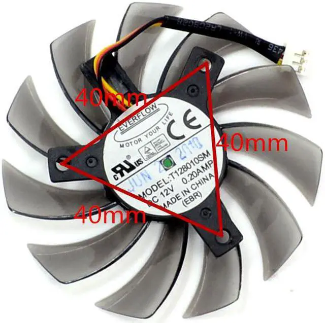 Main image of video card fan GTX460 470 570 580 670 HD5870 Graphics card fan T128010SM 12V 0.20A diameter 75mm