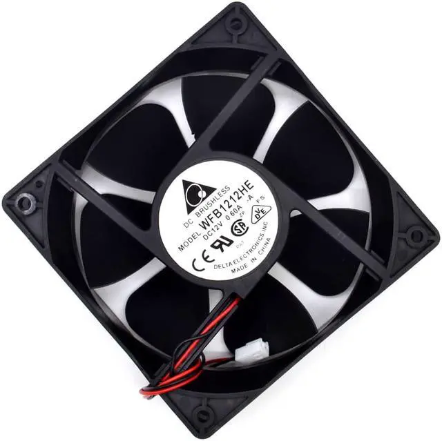Alt view image 5 of 6 - Delta  WFB1212HE 12V 0.6A 12038 12 double ball bearing fan 2 -wire interface  120*120*38mm