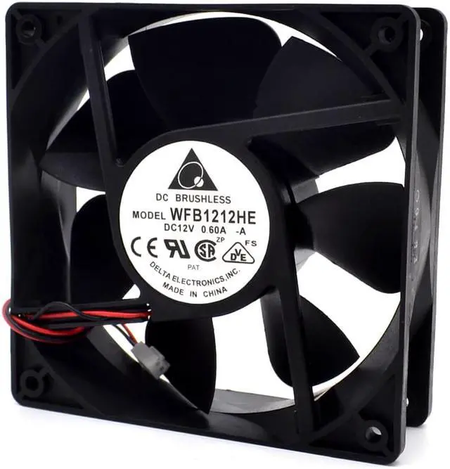 Alt view image 4 of 6 - Delta  WFB1212HE 12V 0.6A 12038 12 double ball bearing fan 2 -wire interface  120*120*38mm