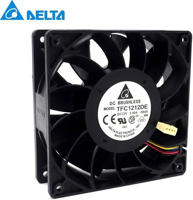 Main image of 1pcs TFC1212DE Delta 120mm DC 12V 5200RPM 252CFM  Bitcoin Miner Powerful Server Case AXIAL cooling Fan