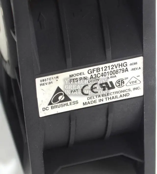 Alt view image 5 of 6 - Delta  GFB1212VHG 12050 12V 3.4A car booster fan violence 120*120*50mm