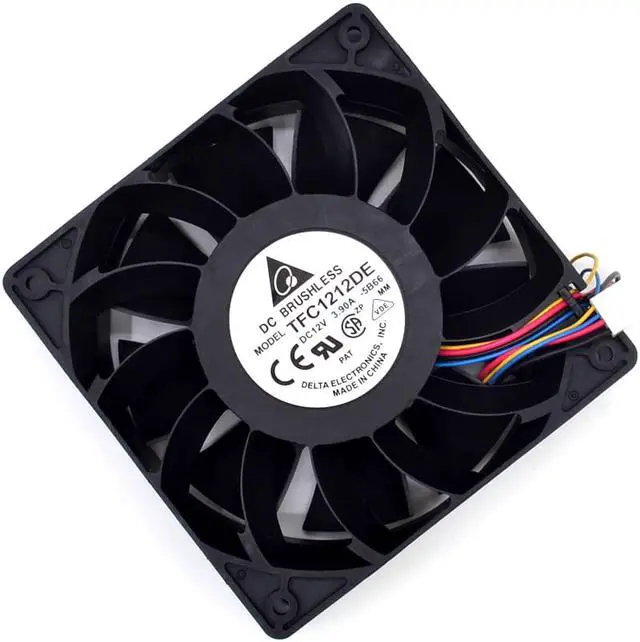 Alt view image 6 of 6 - 1pcs TFC1212DE Delta 120mm DC 12V 5200RPM 252CFM  Bitcoin Miner Powerful Server Case AXIAL cooling Fan