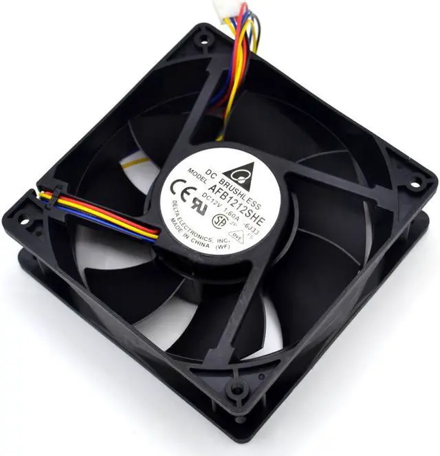 Alt view image 6 of 6 - AFB1212SHE 12038 12cm 1.6A 12v 4wire PWM 40cm long line of fan  Delta 120*120*38mm