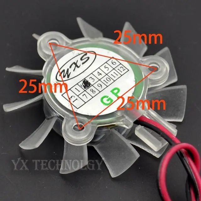Alt view image 3 of 3 - video card fan 5010 Ball graphics card fan 44mm diameter blades Pitch 25mm 2P