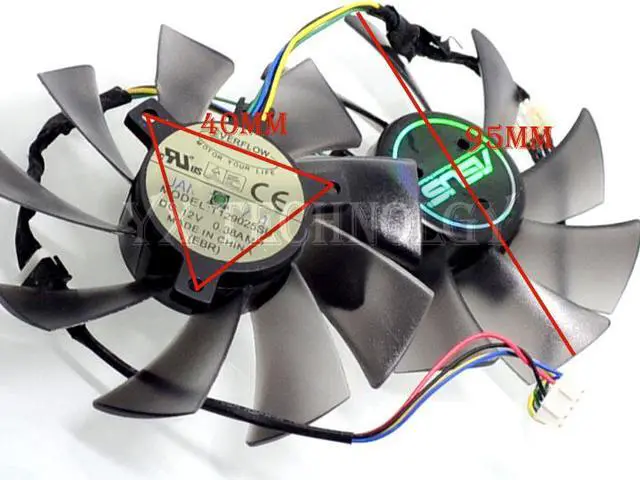 Main image of video card fan HD7970 HD7950 GTX680 DirectCU II ENGTX580 DCII Graphics card fan T129025SU 93mm diameter 12V 0.38A 10pair/lot