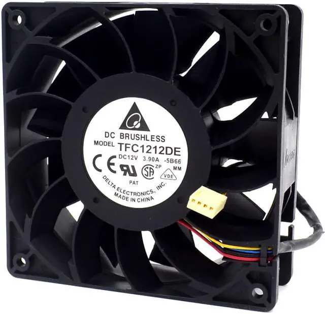 Alt view image 4 of 6 - 1pcs TFC1212DE Delta 120mm DC 12V 5200RPM 252CFM  Bitcoin Miner Powerful Server Case AXIAL cooling Fan