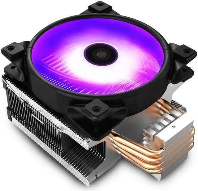 Alt view image 2 of 6 - X4 4 Heatpipe CPU Cooler Radiator 12cm 12V/4PIN RGB Quiet Fan For Intel LGA 115x AMD AM4 120mm CPU Heatsink Cooling Fan