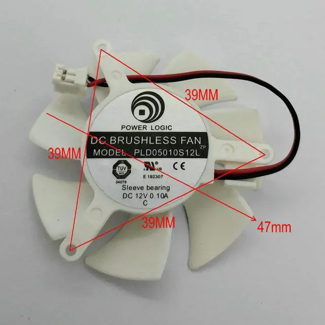 Main image of Diameter 45mm PLD05010S12L 0.1A 2pin Vedio Card VGA Cooler Fan  nVIDIA Gece GT220 GTS210 210-TC512D3 Cooling FAN