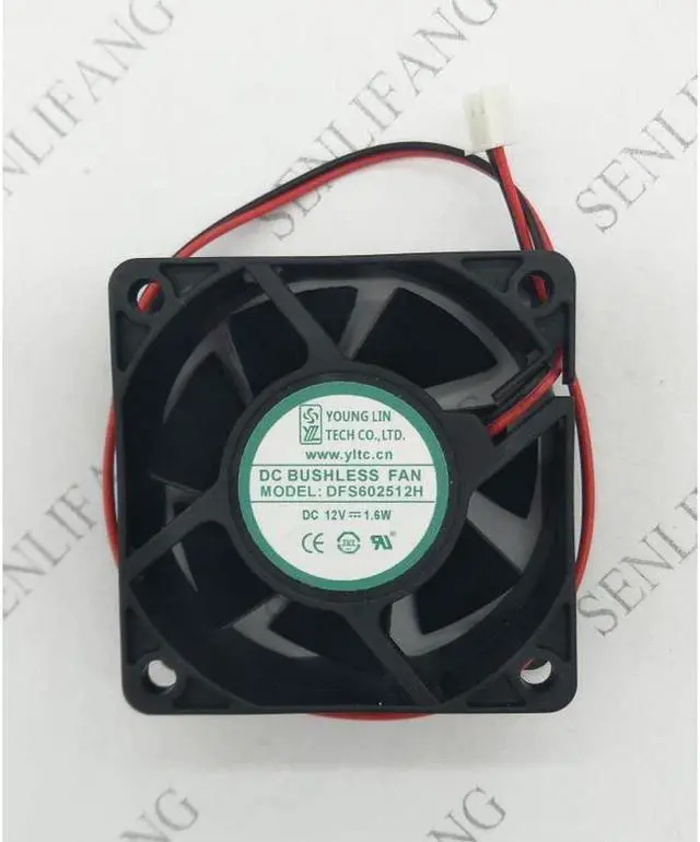 Main image of For Young Lin DFS602512H DC 12V 1.60W 60x60x25mm 2-Wire Server Square Fan