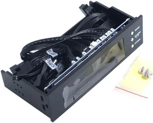 Alt view image 5 of 5 - 5.25 inch 12V PC Computer Fan Controller 3 Fan Speed Controller Temperature Sensor LCD Digital Display Front Panel for PC