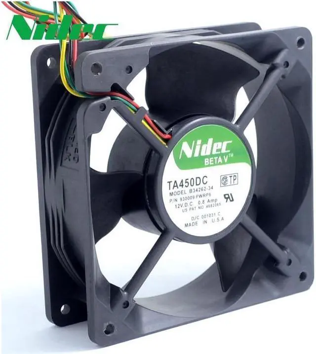 Main image of Nidec TA450DC B34262-34 12V 0.8A 12038 12cm large air flow cooling fan  120*120*38mm