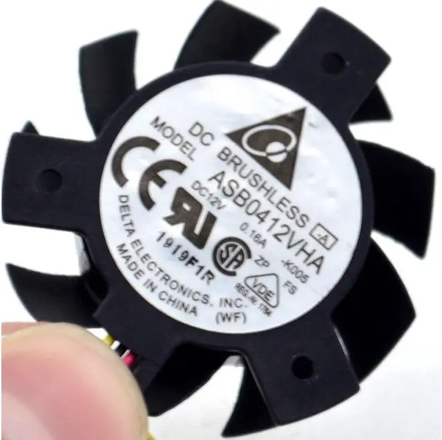 Alt view image 3 of 4 - New 12v 0.16A 0PGH1 Vostro360 2320 ASB0412VHA -C106 Radiator fan 36mm diameter Delta