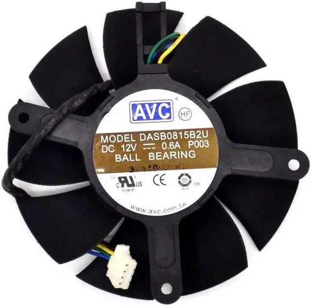 Alt view image 4 of 5 - video card fanTI GTX560  3 graphics card fan  0.6A DASB0815B2U