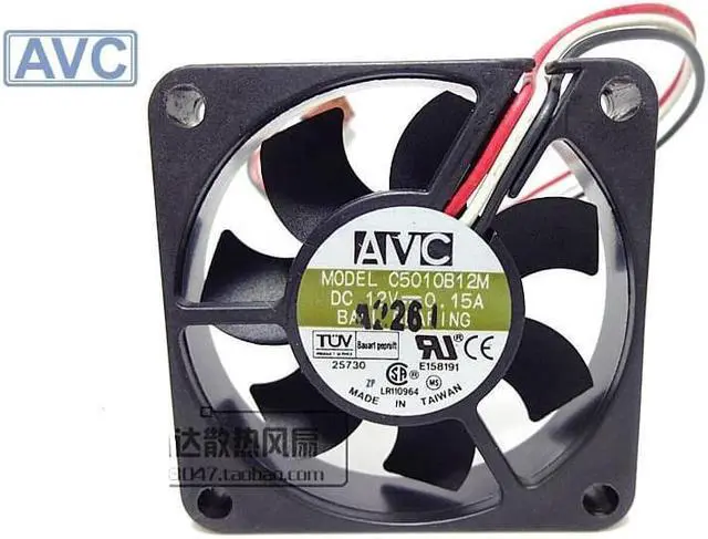 Main image of original AVC C5010B12M 3 wires  5cm  fan DC 12V 0.15A server inverter cooler