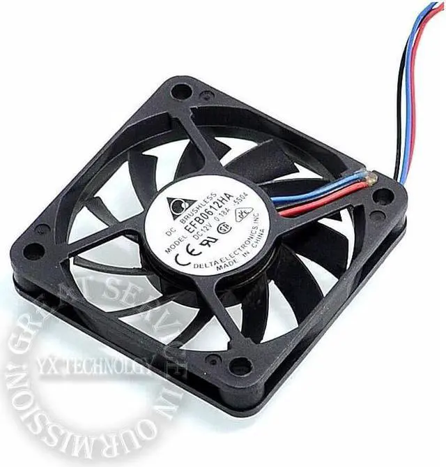 Alt view image 5 of 6 - Delta EFB0612HA 6010 12V 0.18A 6CM 3-wire speed and durability ball bearing cooling fan  60*60*10MM
