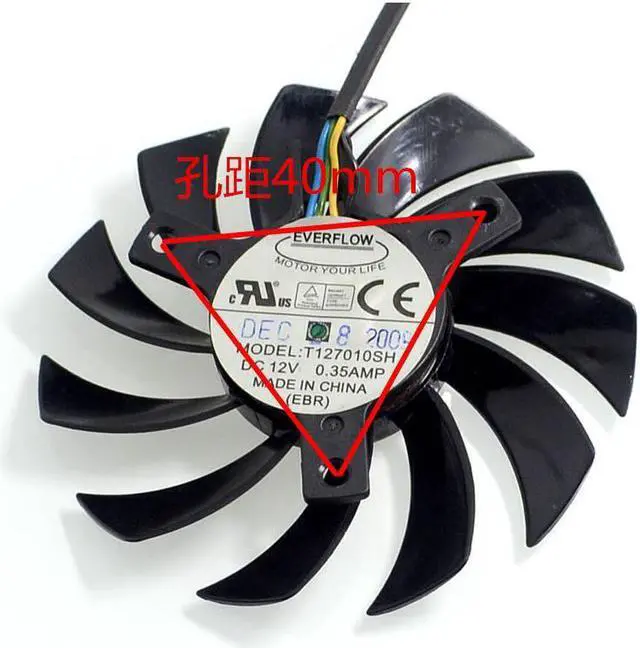 Main image of video card fanNew T127010SH 12V 0.35A Graphics card cooling fan 75mm diameter