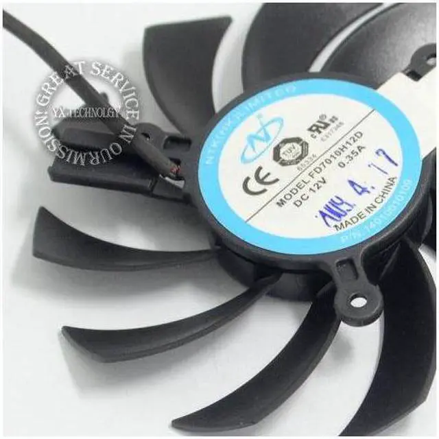 Alt view image 4 of 4 - video card fanNew Graphics card fan FD7010H12D 12V 0.35A 73mm diameter