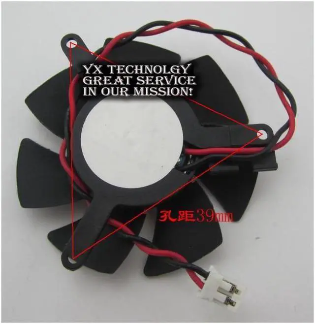 Main image of video card fanNew Graphics card fan 46mm diameter 39mm pitch 2.0 Terminal Cable length 11cm